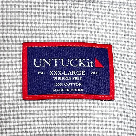 UNTUKit Gargiulo Men’s Gray Checkered Button Down Shirt‎ 100% Cotton Size XXXL - Picture 3 of 8